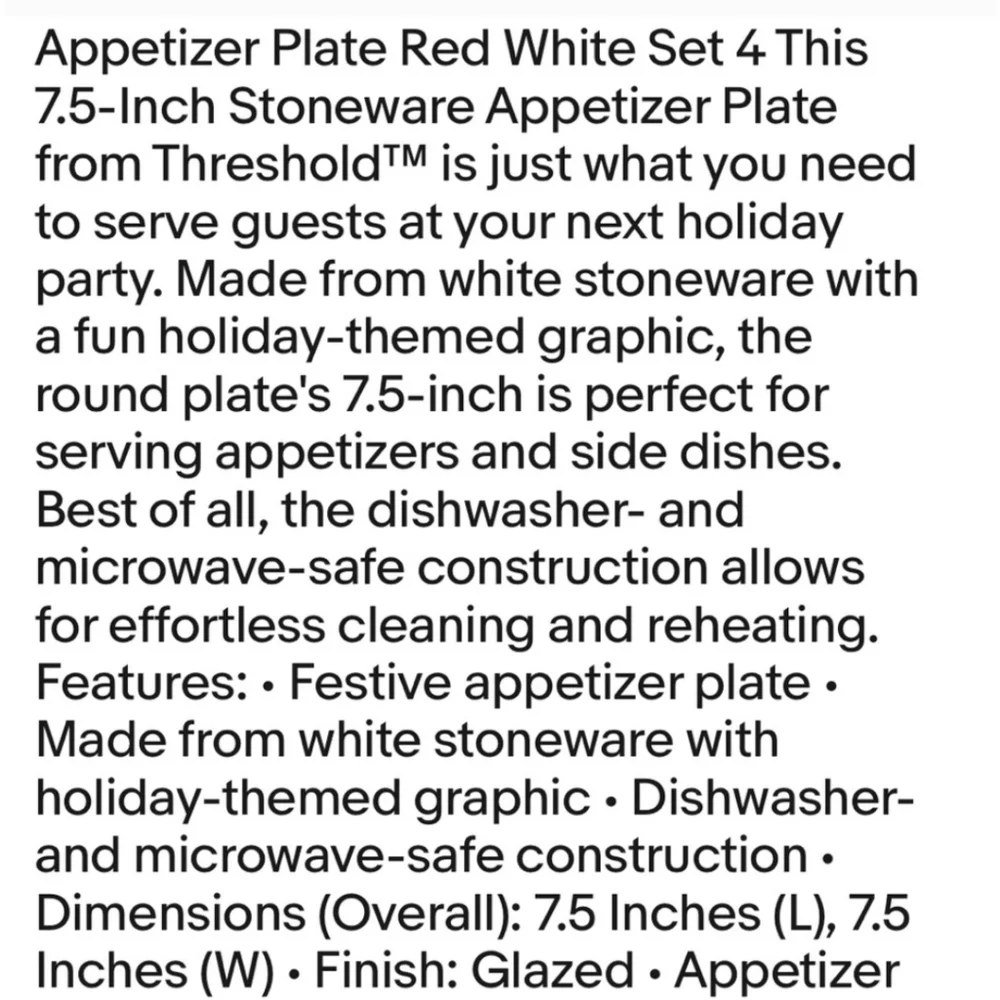 Set of 4 Threshold Festive Wreath appetizer holiday Christmas stoneware Plates